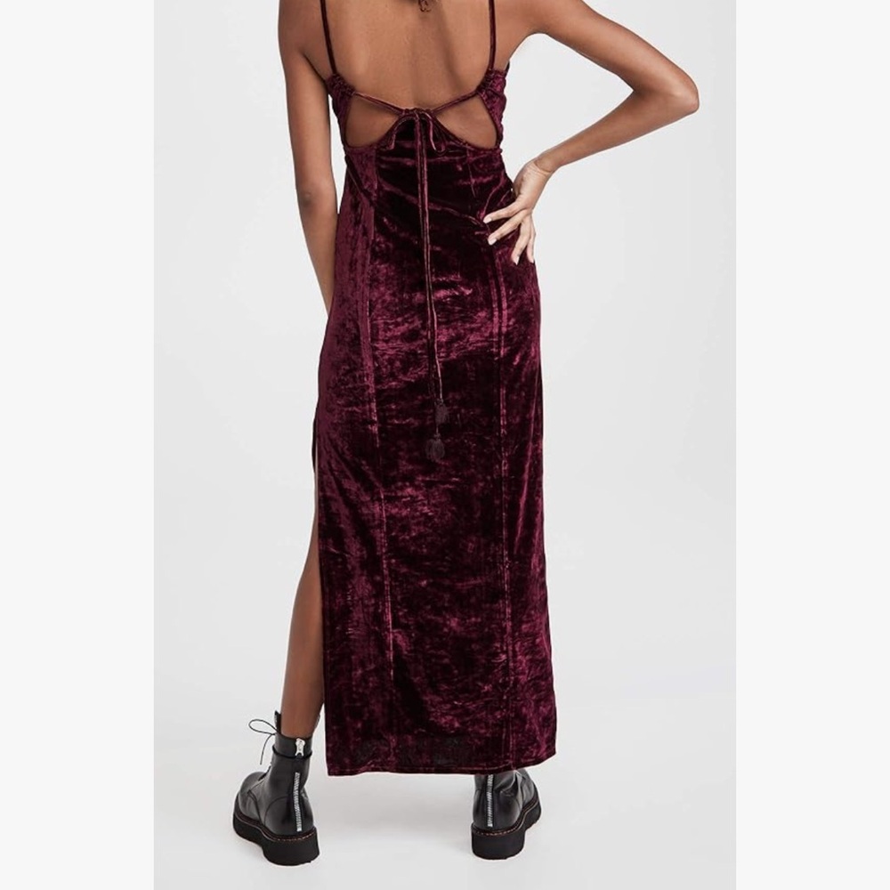 Free People Velvet Burgundy Dress - M
